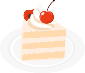 dessert chocolate cake with cream and cherry