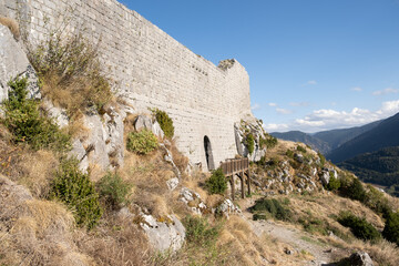 Fototapeta premium Ruines of Montsegur castle near Ariege in French Pyrenees, South France