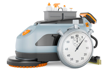 Floor Scrubber Dryer with stopwatch, 3D rendering