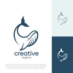Creative whale logo symbol vector illustration © ghiena