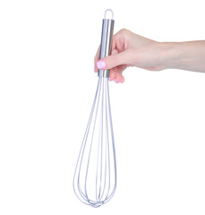 Kitchen corolla whisk in hand on white background isolation