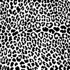 Animal skin print pattern seamless. Cheetah, leopard, jaguar, panther fur. Black and white animal print pattern seamless.