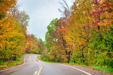 Obraz premium Road of New England in foliage season, USA