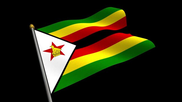 [Loop video] [Transparent background] Animated video of the Zimbabwe flag