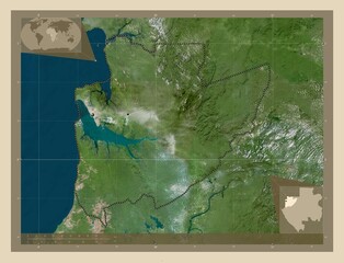 Estuaire, Gabon. High-res satellite. Major cities