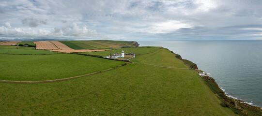 Fototapeta na wymiar aerial view of the Cumbria Coast and St bees Ligthouse in northern England