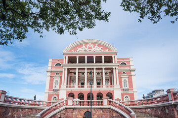 Manaus Brasil - March 30 2022: Amazon Theatre, an opera house located in Manaus, in the heart of...
