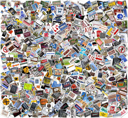 Fototapeta premium Collage of five hundred photos of miscellaneous signs.