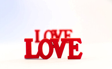 Love red word isolated on white background, life feelings
