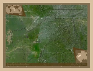Moyen-Ogooue, Gabon. Low-res satellite. Labelled points of cities