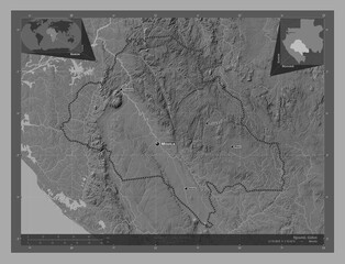 Ngounie, Gabon. Bilevel. Labelled points of cities