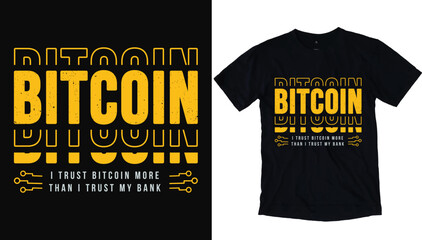 Bitcoin crypto text art t shirt - Bitcoin concept word cloud design with t shirt mockup