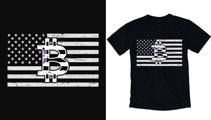 American flag with bitcoin - Bitcoin concept word cloud design for fashion graphics, t shirt