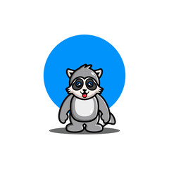  Cute raccoon listening music with headphone cartoon vector illustration