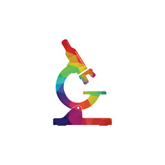 Medical healthcare laboratory research microscope equipment composition logo with a microscope