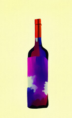 Creative design illustration of bottle. Digital art. Little surreal abstract form bottle. Wall decoration print, poster, canvas. Template for invitation, card, label background.