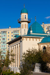 Fototapeta na wymiar Cathedral Mosque in Krasnoyarsk city, Russia. Muslim mosque in Siberia