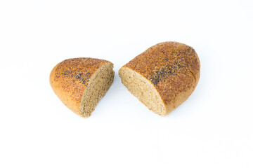 top view, meal organic wholemeal bread with oats and wheat in the dining room