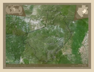 Ogooue-Lolo, Gabon. High-res satellite. Labelled points of cities