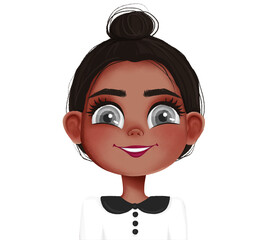 Cute Girl Illustration. Cartoon Avatar Portrait. Child Face Avatar. Smiling Little Girl. Kid Character.