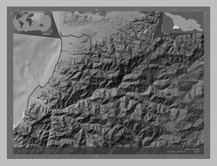 Ajaria, Georgia. Grayscale. Labelled points of cities