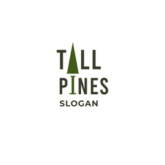 Tall Pine logo design template. Abstract tree icon Pine tree