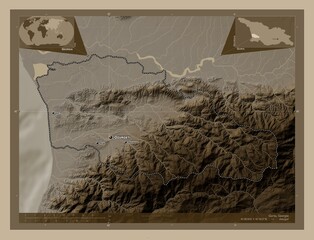 Guria, Georgia. Sepia. Labelled points of cities