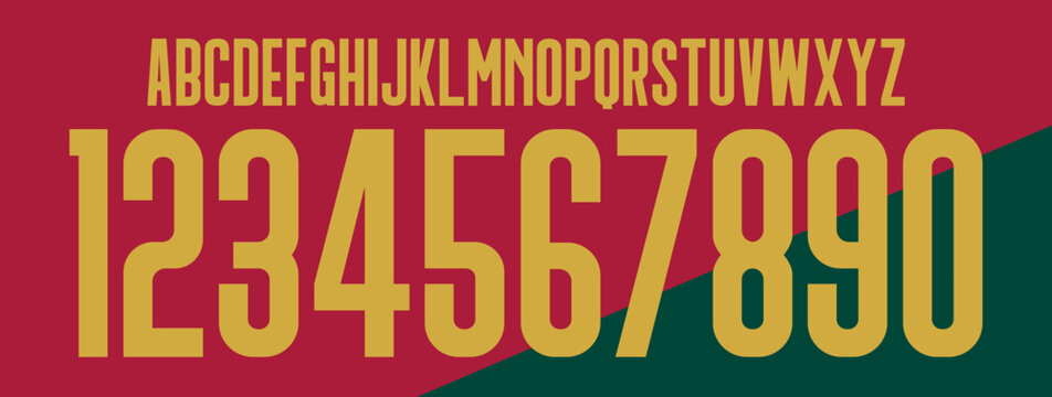 font vector team 2022 kit sport style font. football style font with lines. portugal font world cup. neymar.sports style letters and numbers for soccer team