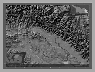 Kakheti, Georgia. Bilevel. Labelled points of cities