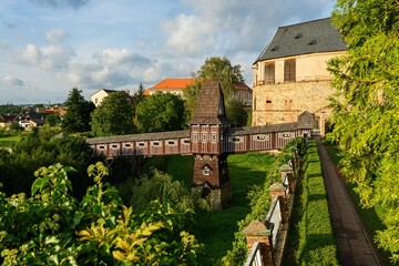 Chateau in Nove Mesto nad Metuji with wonderful covered wooden bridge.