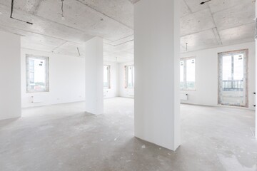 interior of the apartment without decoration in gray colors