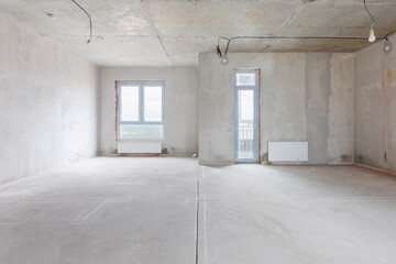 interior of the apartment without decoration in gray colors