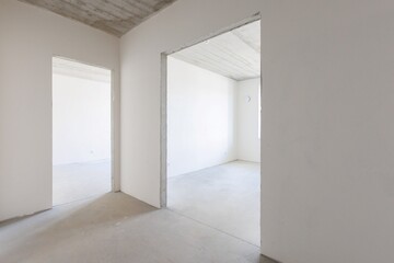 interior of the apartment without decoration in gray colors