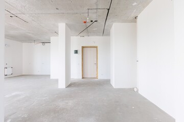 interior of the apartment without decoration in gray colors