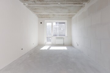 interior of the apartment without decoration in gray colors