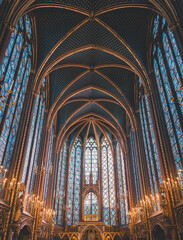 Stained glass windows of Sainte-Chapelle in Paris, France