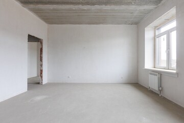 interior of the apartment without decoration in gray colors