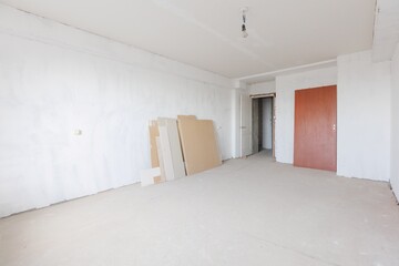 interior of the apartment without decoration in gray colors