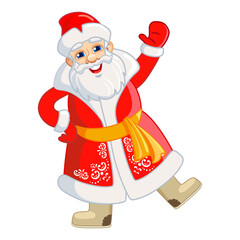 Cheerful Russian Santa Claus. Character for the New Year's card, postcards, stickers