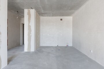 interior of the apartment without decoration in gray colors