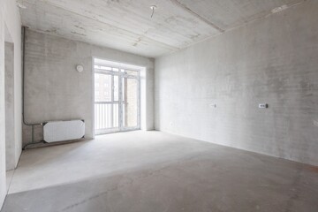 interior of the apartment without decoration in gray colors