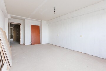 interior of the apartment without decoration in gray colors