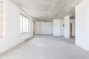 interior of the apartment without decoration in gray colors