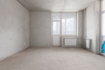 interior of the apartment without decoration in gray colors
