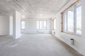 interior of the apartment without decoration in gray colors