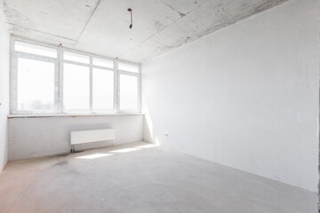 interior of the apartment without decoration in gray colors