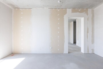 interior of the apartment without decoration in gray colors