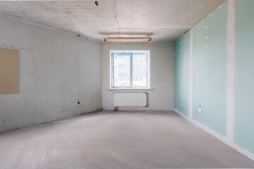 interior of the apartment without decoration in gray colors