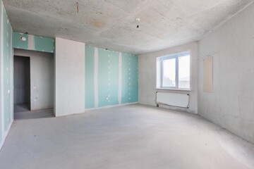 interior of the apartment without decoration in gray colors