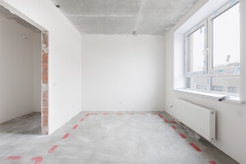 interior of the apartment without decoration in gray colors